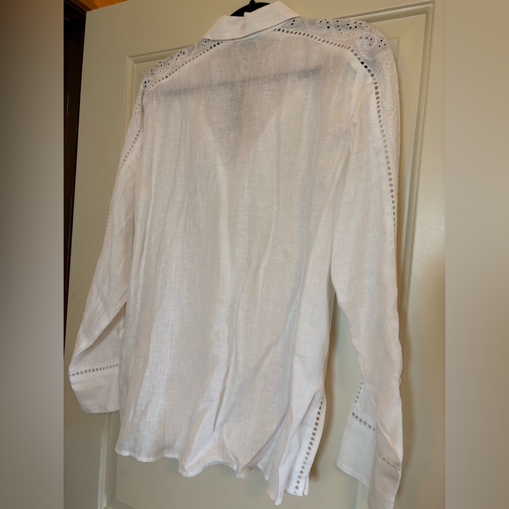 J. Crew Garçon Classic Shirt in Eyelet Linen, White, size 12 NWT - Picture 6 of 8